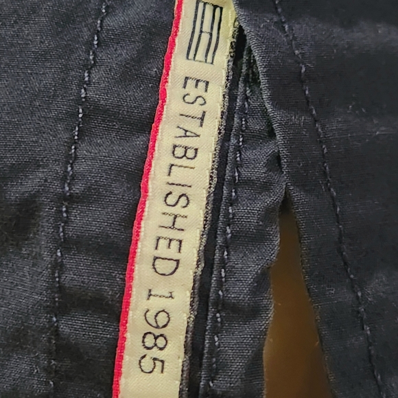 Tommy Hilfiger Denim Retro Button-Down Shirt Navy Red Stripes Logo Patches Med - Picture 5 of 10